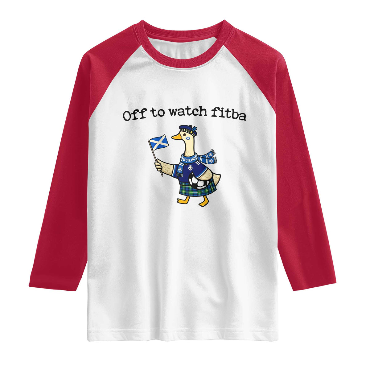 Funny Scottish Goose Scotland Football Raglan Shirt Off to Watch Fitba Soccer Fans Meme