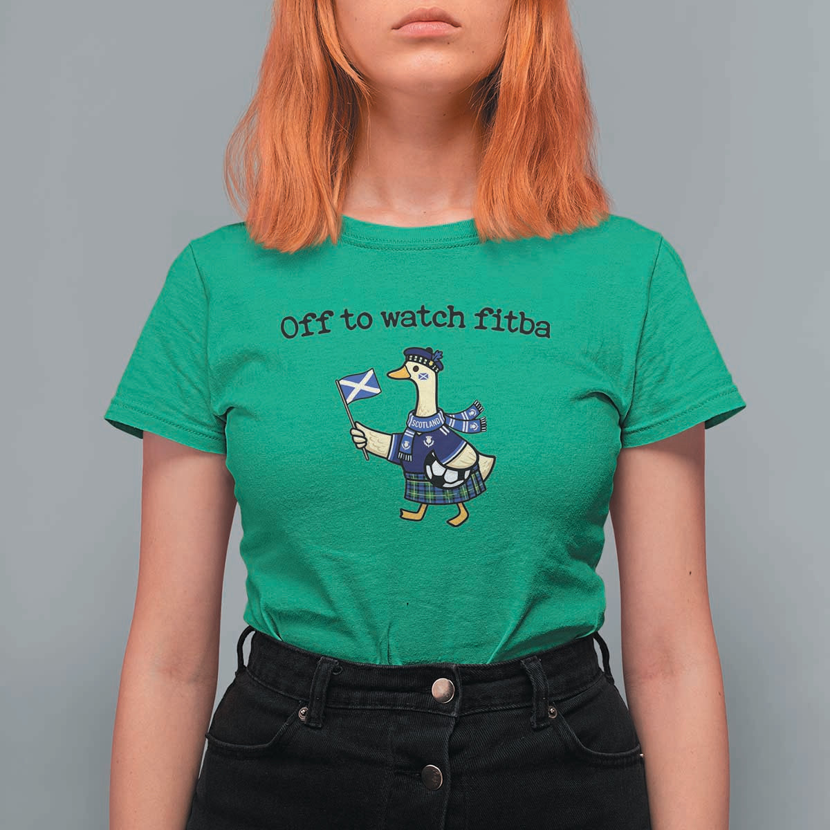 Funny Scottish Goose Scotland Football T Shirt For Women Off to Watch Fitba Soccer Fans Meme