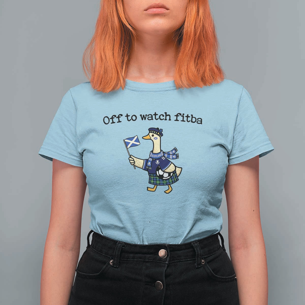Funny Scottish Goose Scotland Football T Shirt For Women Off to Watch Fitba Soccer Fans Meme