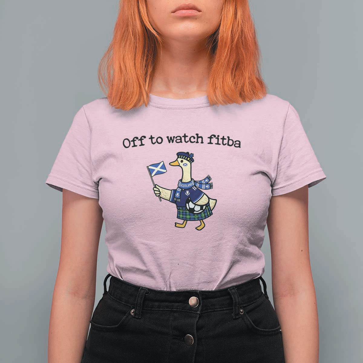 Funny Scottish Goose Scotland Football T Shirt For Women Off to Watch Fitba Soccer Fans Meme