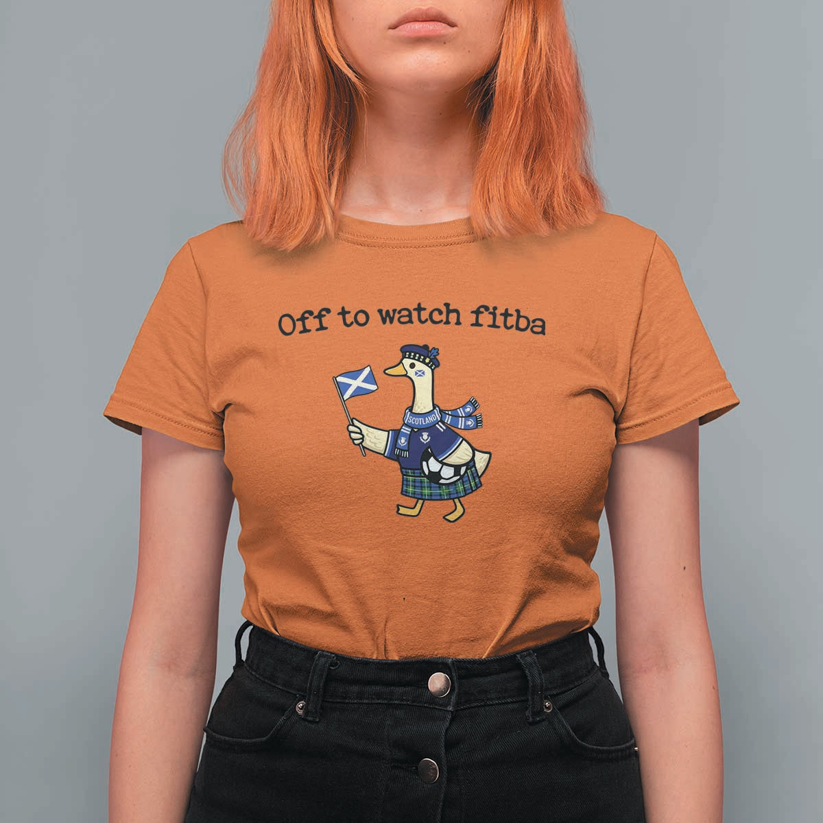 Funny Scottish Goose Scotland Football T Shirt For Women Off to Watch Fitba Soccer Fans Meme