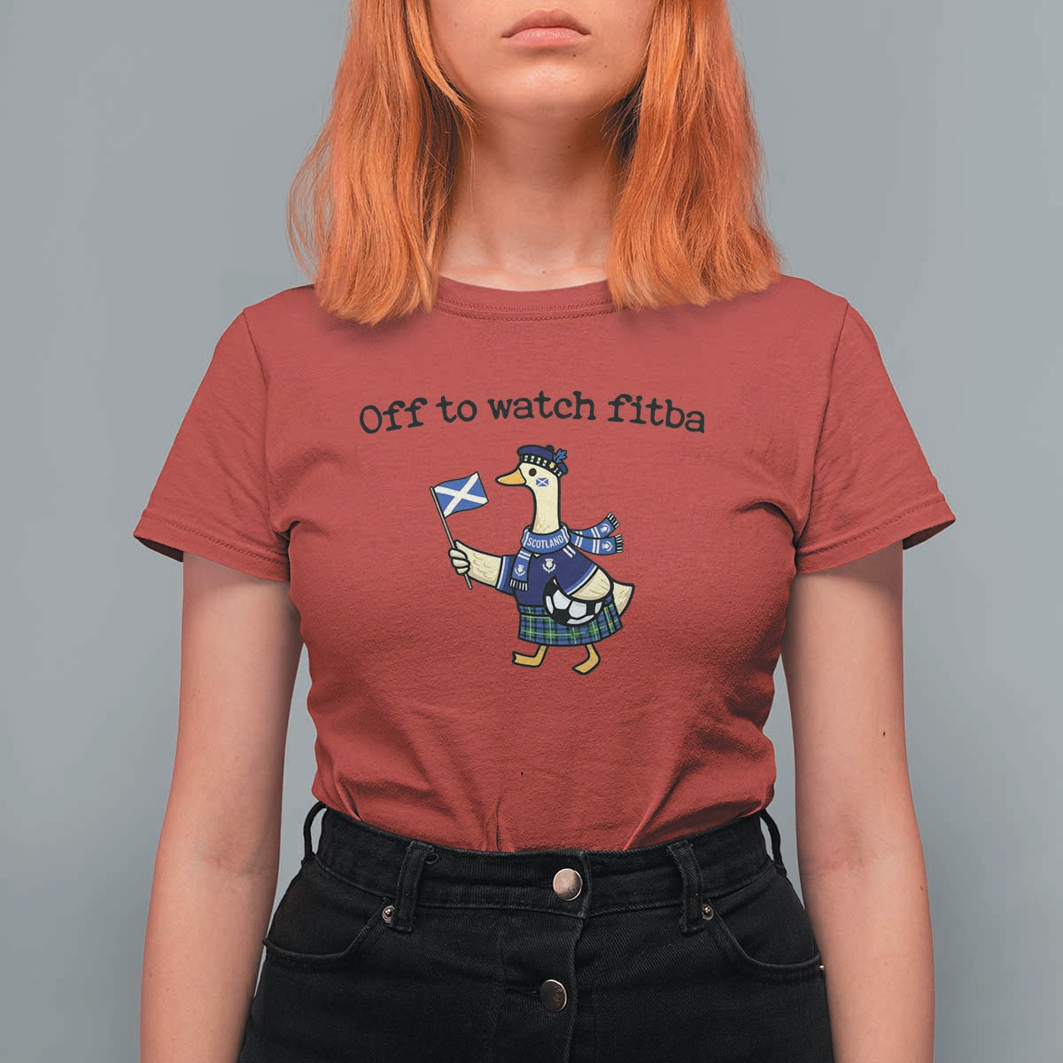 Funny Scottish Goose Scotland Football T Shirt For Women Off to Watch Fitba Soccer Fans Meme