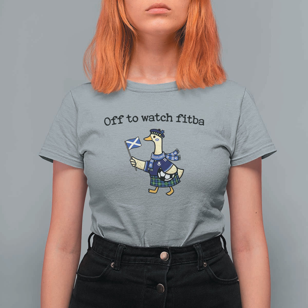Funny Scottish Goose Scotland Football T Shirt For Women Off to Watch Fitba Soccer Fans Meme