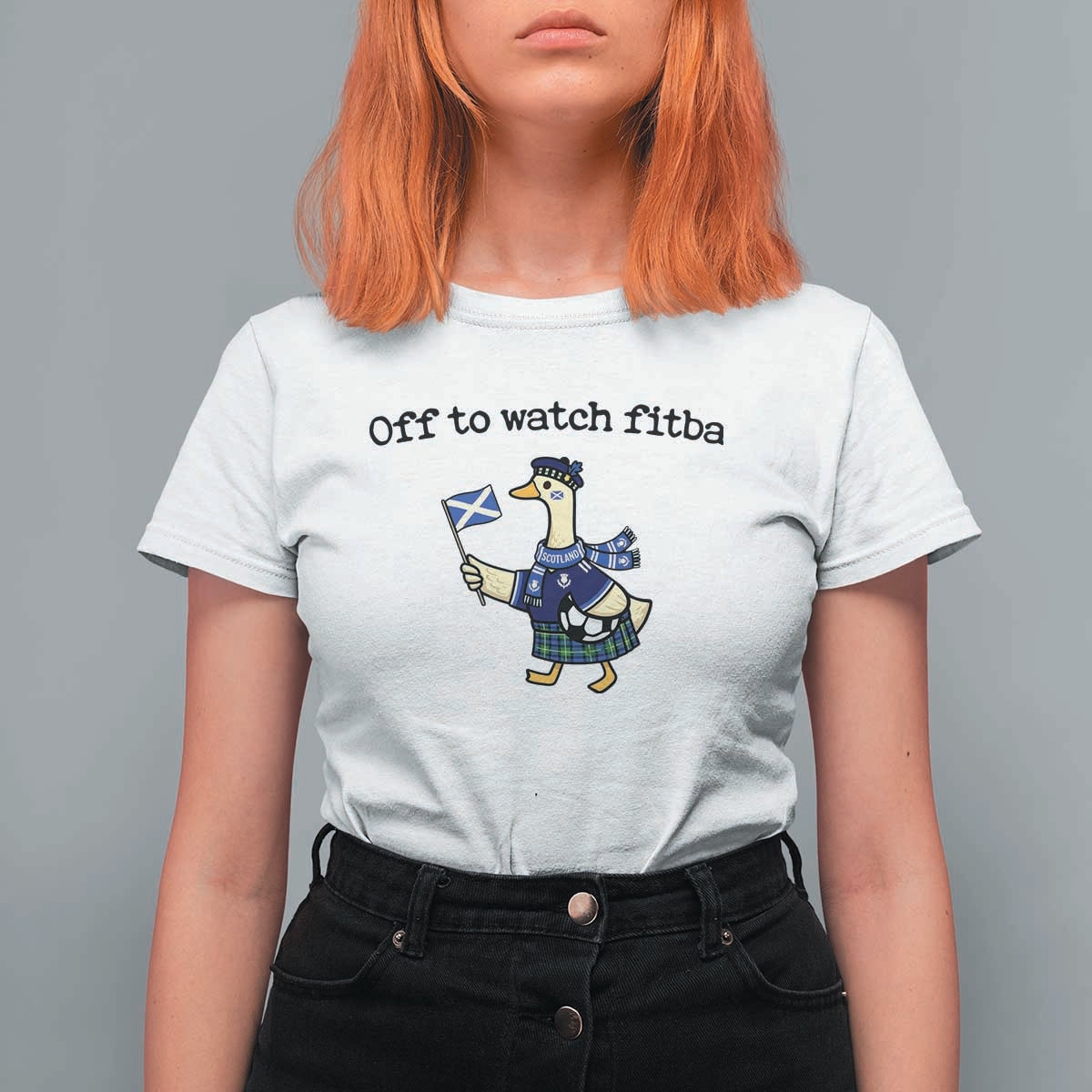 Funny Scottish Goose Scotland Football T Shirt For Women Off to Watch Fitba Soccer Fans Meme