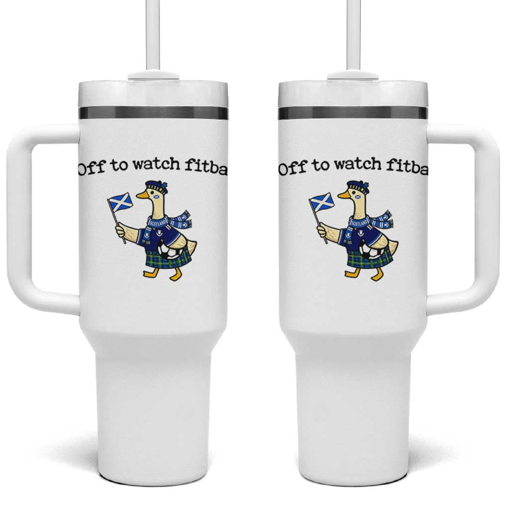 Funny Scottish Goose Scotland Football Tumbler With Handle Off to Watch Fitba Soccer Fans Meme