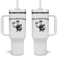 Funny Scottish Goose Scotland Football Tumbler With Handle Off to Watch Fitba Soccer Fans Meme