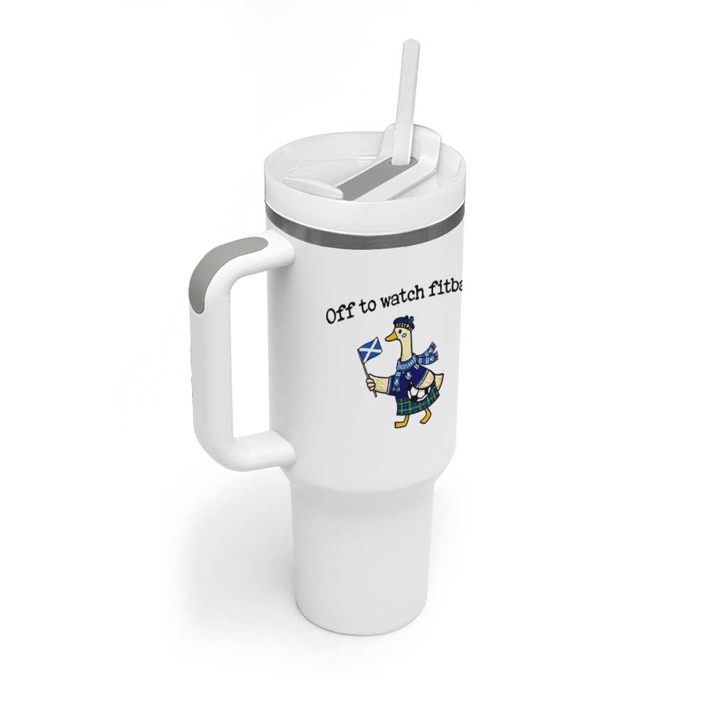 Funny Scottish Goose Scotland Football Tumbler With Handle Off to Watch Fitba Soccer Fans Meme