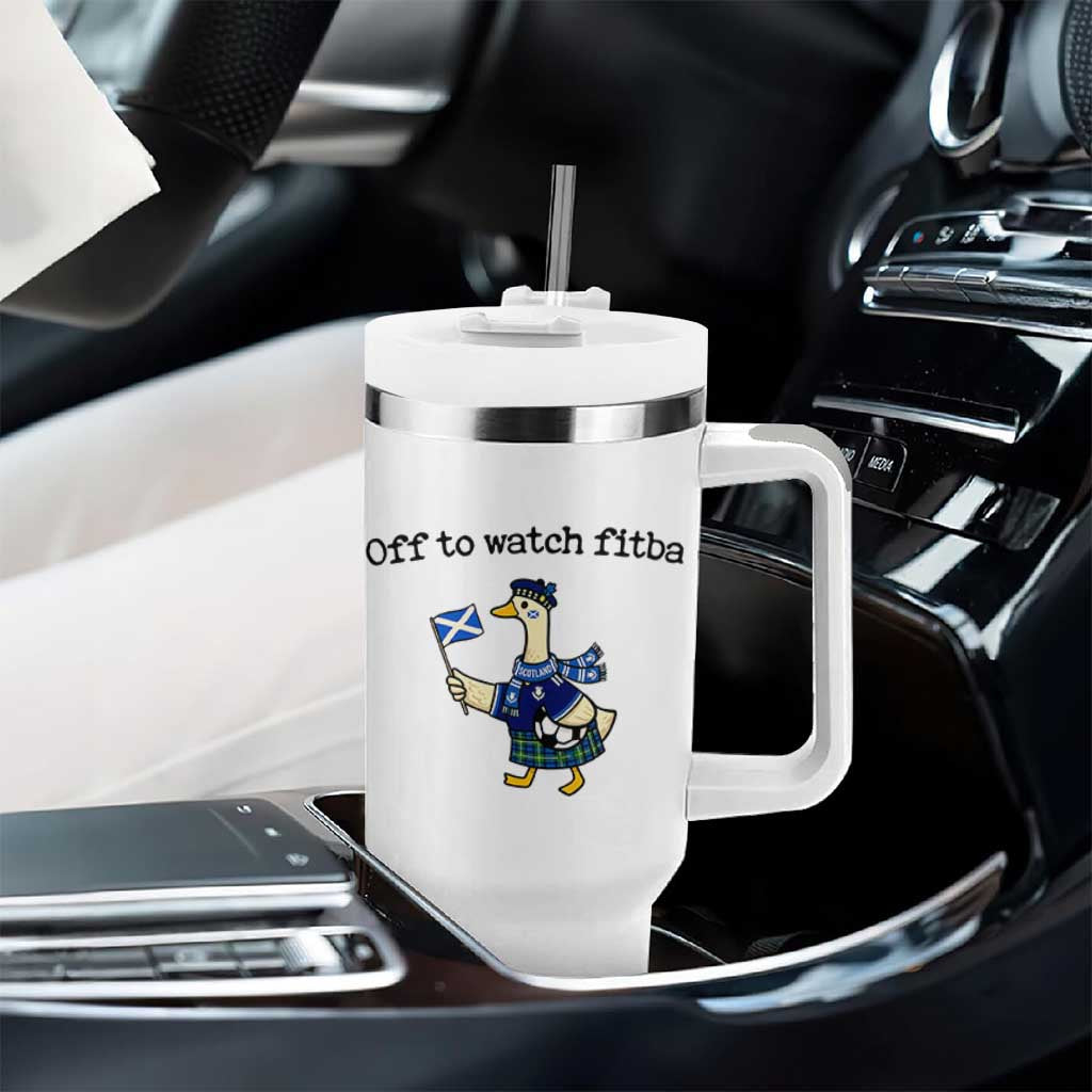 Funny Scottish Goose Scotland Football Tumbler With Handle Off to Watch Fitba Soccer Fans Meme