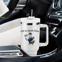 Funny Scottish Goose Scotland Football Tumbler With Handle Off to Watch Fitba Soccer Fans Meme