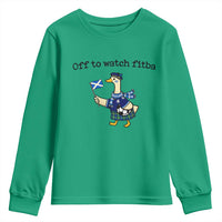 Funny Scottish Goose Scotland Football Youth Sweatshirt Off to Watch Fitba Soccer Fans Meme