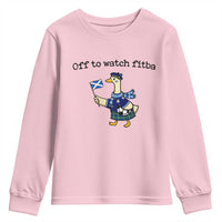 Funny Scottish Goose Scotland Football Youth Sweatshirt Off to Watch Fitba Soccer Fans Meme
