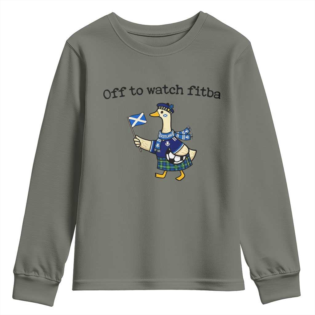 Funny Scottish Goose Scotland Football Youth Sweatshirt Off to Watch Fitba Soccer Fans Meme