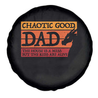 Chaotic Good Dad Funny Tabletop Gamer Parenting Spare Tire Cover Retro Sunset Vintage Fantasy Graphic
