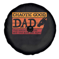 Chaotic Good Dad Funny Tabletop Gamer Parenting Spare Tire Cover Retro Sunset Vintage Fantasy Graphic