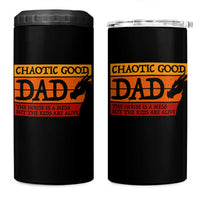 Chaotic Good Dad Funny Tabletop Gamer Parenting 4 in 1 Can Cooler Tumbler Retro Sunset Vintage Fantasy Graphic