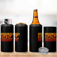 Chaotic Good Dad Funny Tabletop Gamer Parenting 4 in 1 Can Cooler Tumbler Retro Sunset Vintage Fantasy Graphic