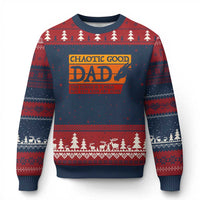 Chaotic Good Dad Funny Tabletop Gamer Parenting Ugly Christmas Sweater Retro Sunset Vintage Fantasy Graphic