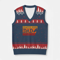 Chaotic Good Dad Funny Tabletop Gamer Parenting V-Neck Knit Sweater Vest Retro Sunset Vintage Fantasy Graphic