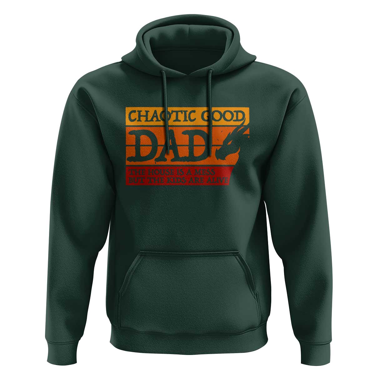 Chaotic Good Dad Funny Tabletop Gamer Parenting Hoodie Retro Sunset Vintage Fantasy Graphic