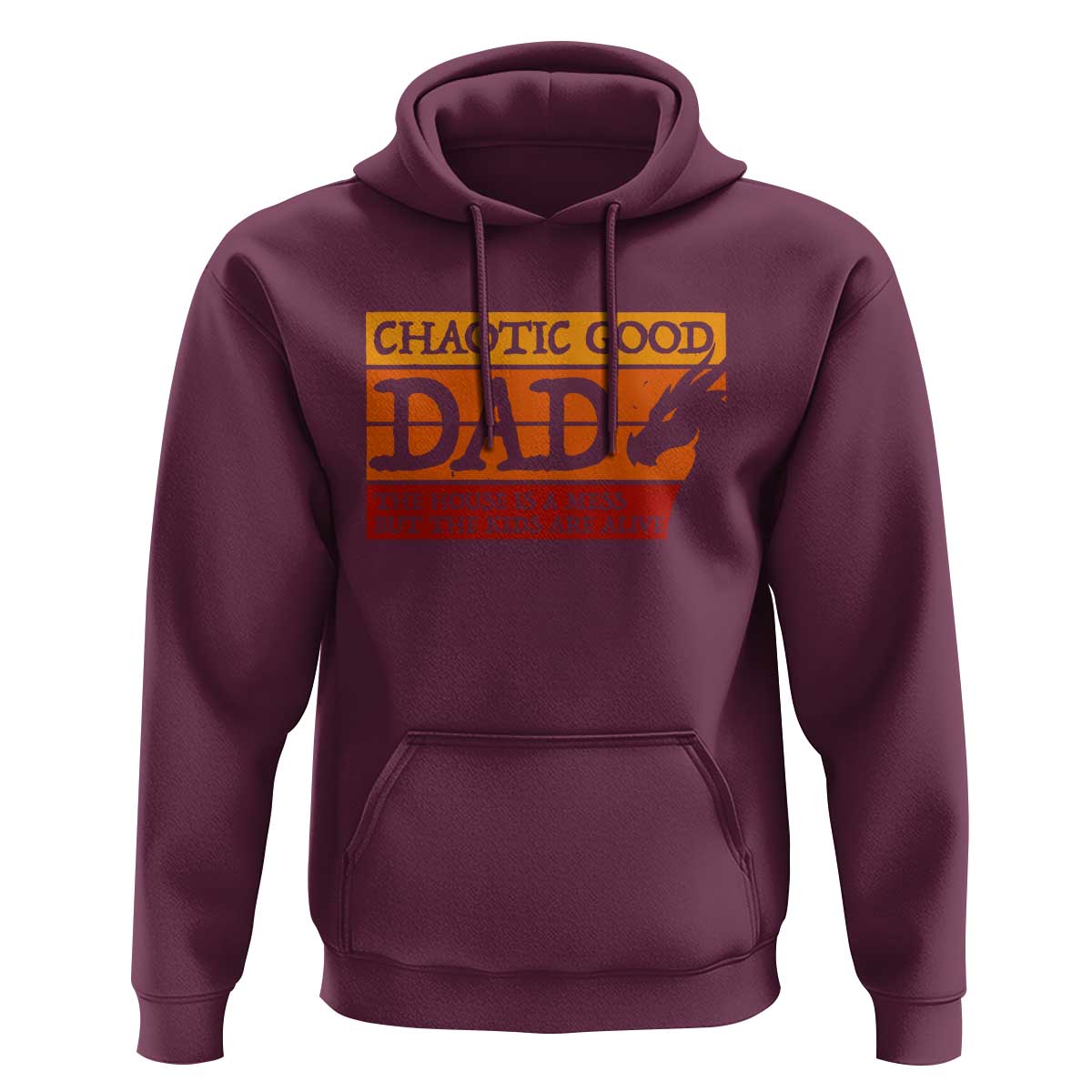 Chaotic Good Dad Funny Tabletop Gamer Parenting Hoodie Retro Sunset Vintage Fantasy Graphic