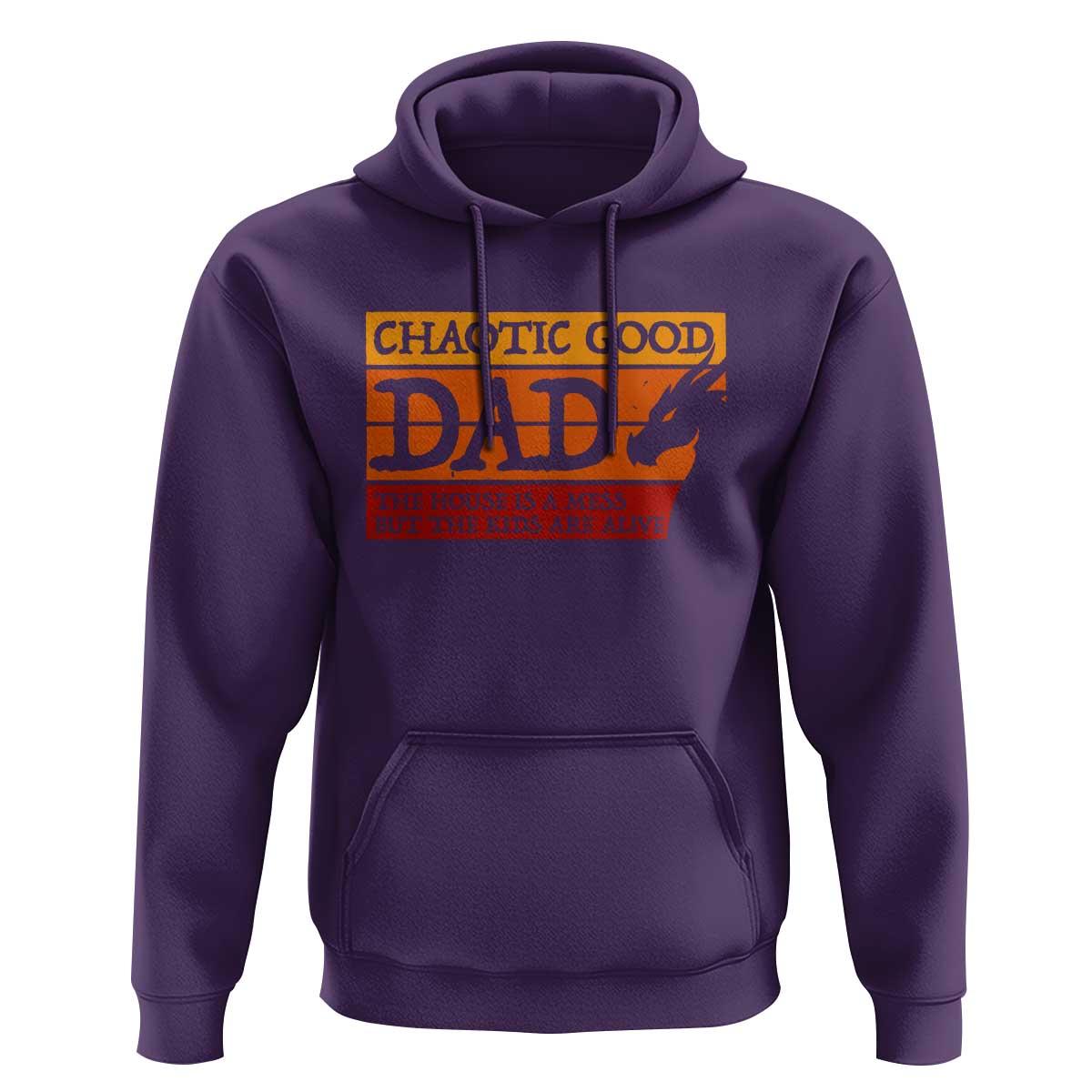 Chaotic Good Dad Funny Tabletop Gamer Parenting Hoodie Retro Sunset Vintage Fantasy Graphic