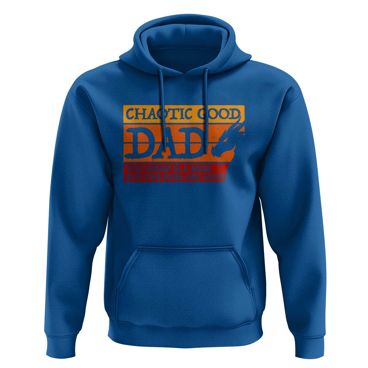 Chaotic Good Dad Funny Tabletop Gamer Parenting Hoodie Retro Sunset Vintage Fantasy Graphic