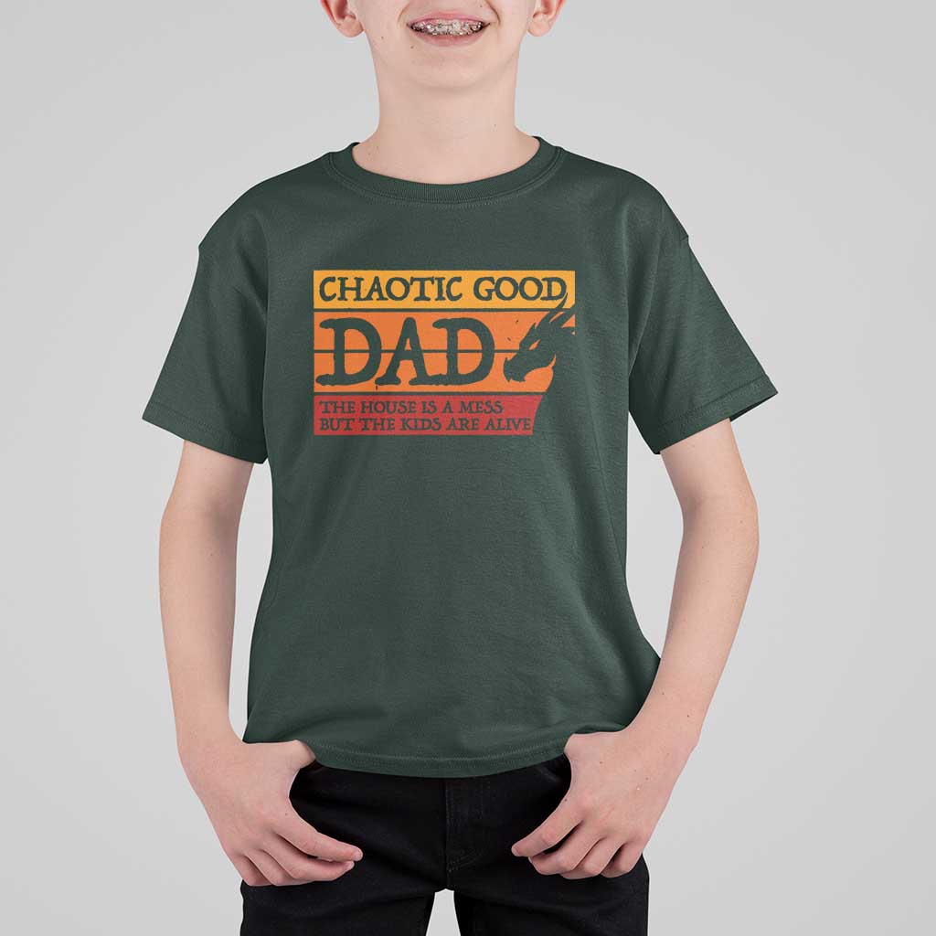 Chaotic Good Dad Funny Tabletop Gamer Parenting T Shirt For Kid Retro Sunset Vintage Fantasy Graphic