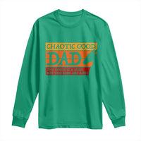 Chaotic Good Dad Funny Tabletop Gamer Parenting Long Sleeve Shirt Retro Sunset Vintage Fantasy Graphic