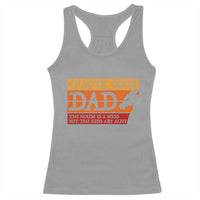 Chaotic Good Dad Funny Tabletop Gamer Parenting Racerback Tank Top Retro Sunset Vintage Fantasy Graphic