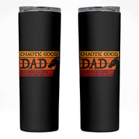 Chaotic Good Dad Funny Tabletop Gamer Parenting Skinny Tumbler Retro Sunset Vintage Fantasy Graphic