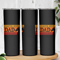 Chaotic Good Dad Funny Tabletop Gamer Parenting Skinny Tumbler Retro Sunset Vintage Fantasy Graphic