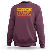 Chaotic Good Dad Funny Tabletop Gamer Parenting Sweatshirt Retro Sunset Vintage Fantasy Graphic