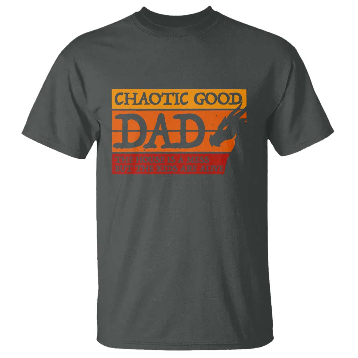 Chaotic Good Dad Funny Tabletop Gamer Parenting T Shirt Retro Sunset Vintage Fantasy Graphic