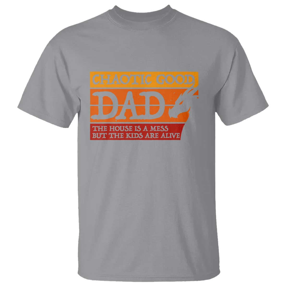 Chaotic Good Dad Funny Tabletop Gamer Parenting T Shirt Retro Sunset Vintage Fantasy Graphic