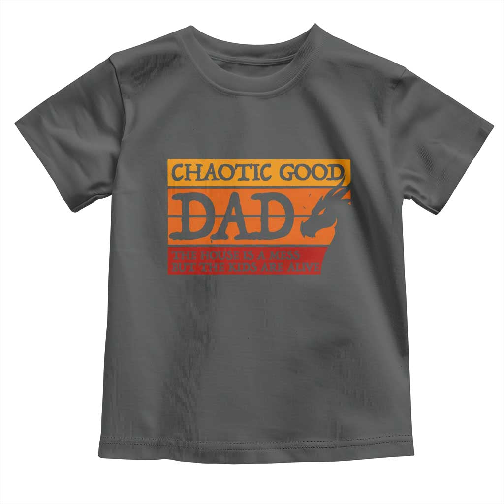 Chaotic Good Dad Funny Tabletop Gamer Parenting Toddler T Shirt Retro Sunset Vintage Fantasy Graphic
