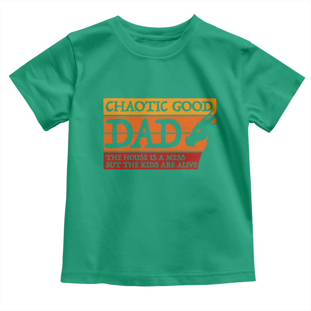 Chaotic Good Dad Funny Tabletop Gamer Parenting Toddler T Shirt Retro Sunset Vintage Fantasy Graphic