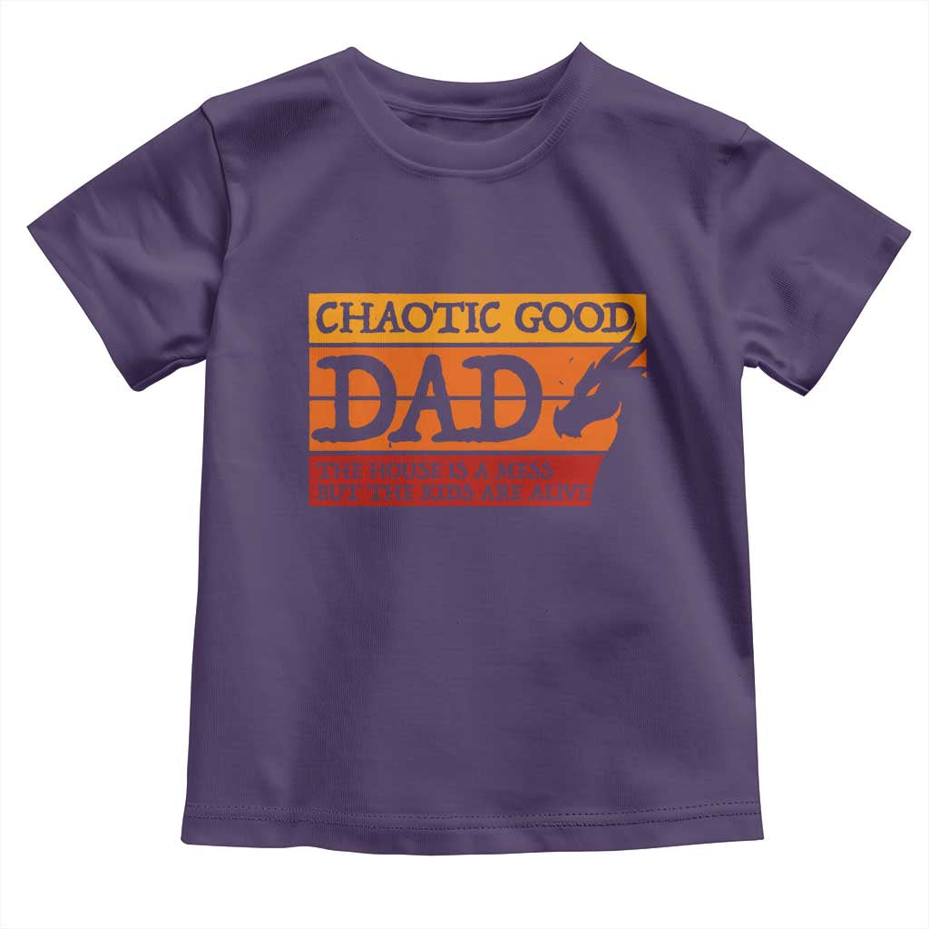 Chaotic Good Dad Funny Tabletop Gamer Parenting Toddler T Shirt Retro Sunset Vintage Fantasy Graphic