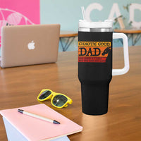 Chaotic Good Dad Funny Tabletop Gamer Parenting Tumbler With Handle Retro Sunset Vintage Fantasy Graphic