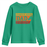Chaotic Good Dad Funny Tabletop Gamer Parenting Youth Sweatshirt Retro Sunset Vintage Fantasy Graphic