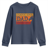Chaotic Good Dad Funny Tabletop Gamer Parenting Youth Sweatshirt Retro Sunset Vintage Fantasy Graphic