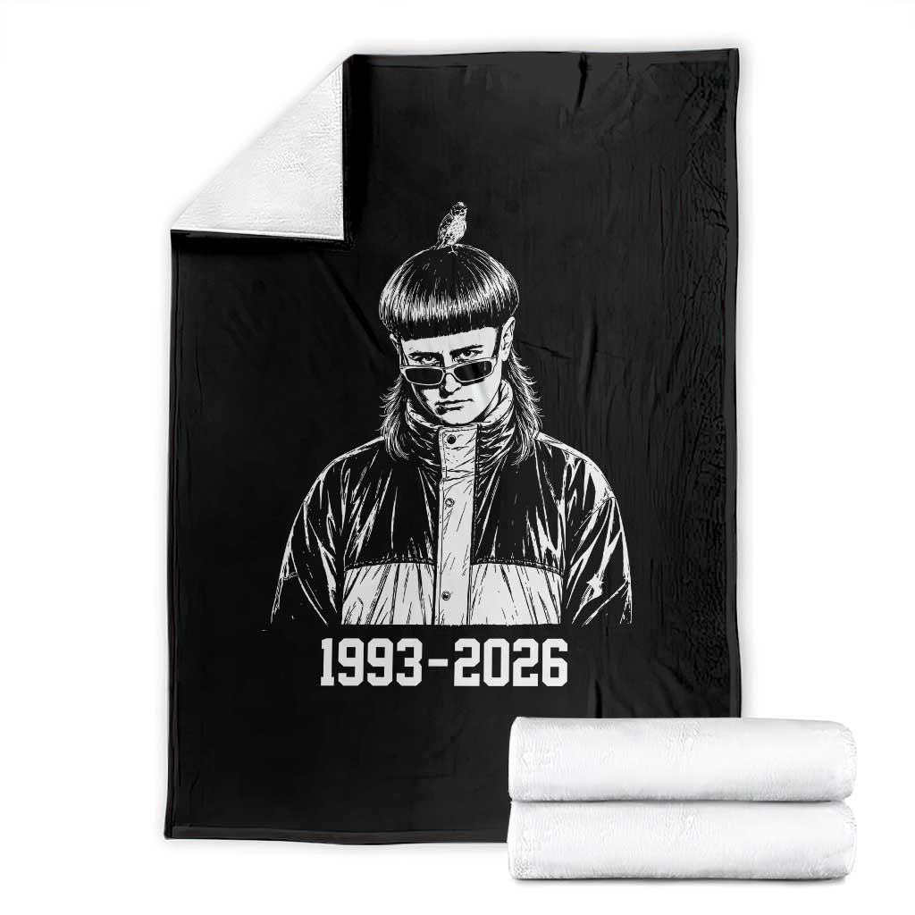 Retro Bowl Cut Music Icon Rip Memorial Throw Blanket 1993 2026 Internet Meme Pop Culture Fan