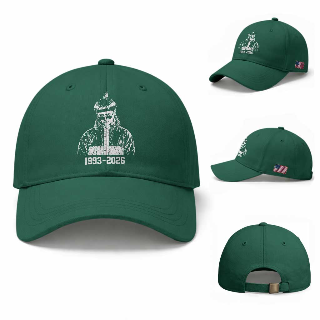 Retro Bowl Cut Music Icon Rip Memorial Baseball Cap 1993 2026 Internet Meme Pop Culture Fan
