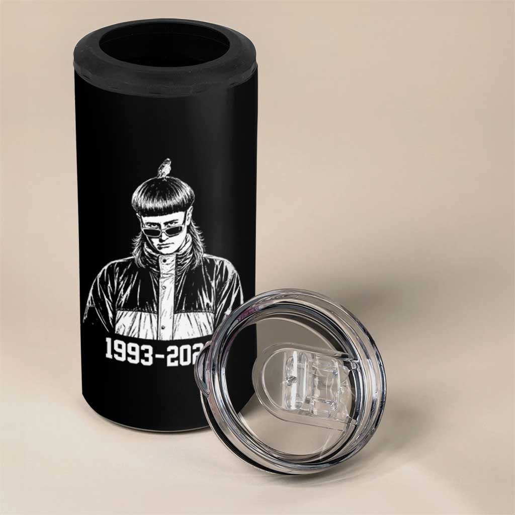 Retro Bowl Cut Music Icon Rip Memorial 4 in 1 Can Cooler Tumbler 1993 2026 Internet Meme Pop Culture Fan