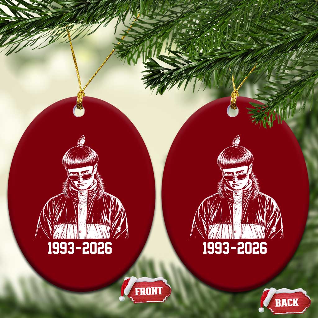 Retro Bowl Cut Music Icon Rip Memorial Ceramic Ornament 1993 2026 Internet Meme Pop Culture Fan