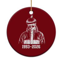 Retro Bowl Cut Music Icon Rip Memorial Ceramic Ornament 1993 2026 Internet Meme Pop Culture Fan