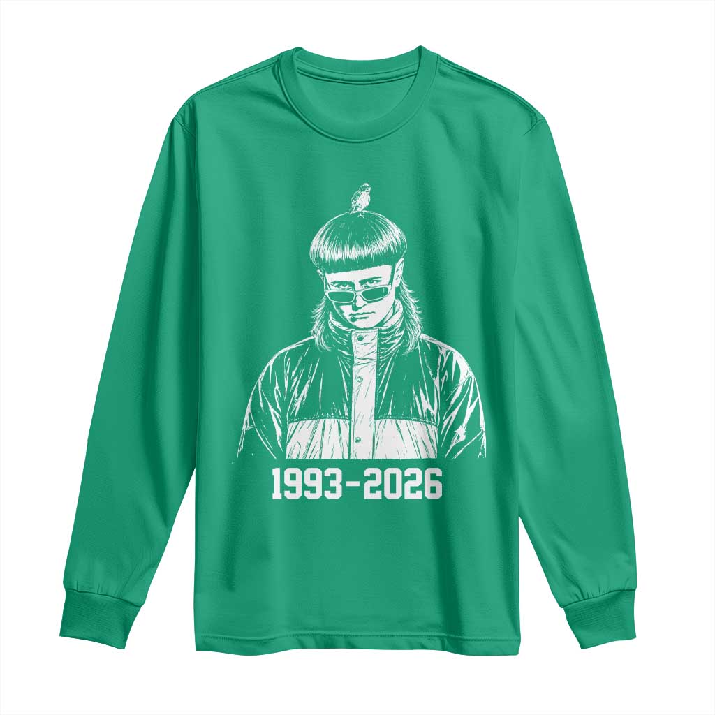 Retro Bowl Cut Music Icon Rip Memorial Long Sleeve Shirt 1993 2026 Internet Meme Pop Culture Fan