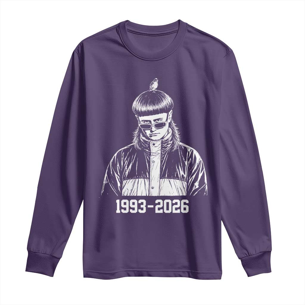 Retro Bowl Cut Music Icon Rip Memorial Long Sleeve Shirt 1993 2026 Internet Meme Pop Culture Fan