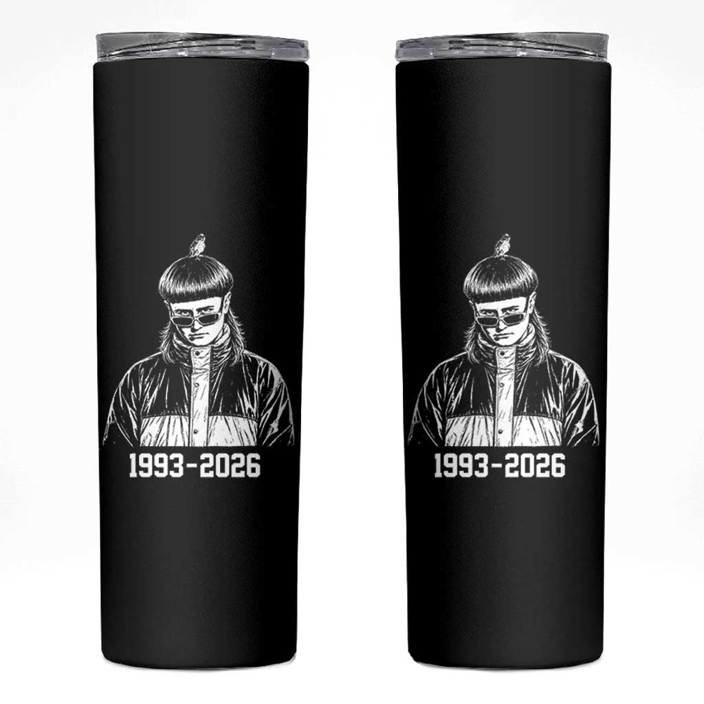 Retro Bowl Cut Music Icon Rip Memorial Skinny Tumbler 1993 2026 Internet Meme Pop Culture Fan