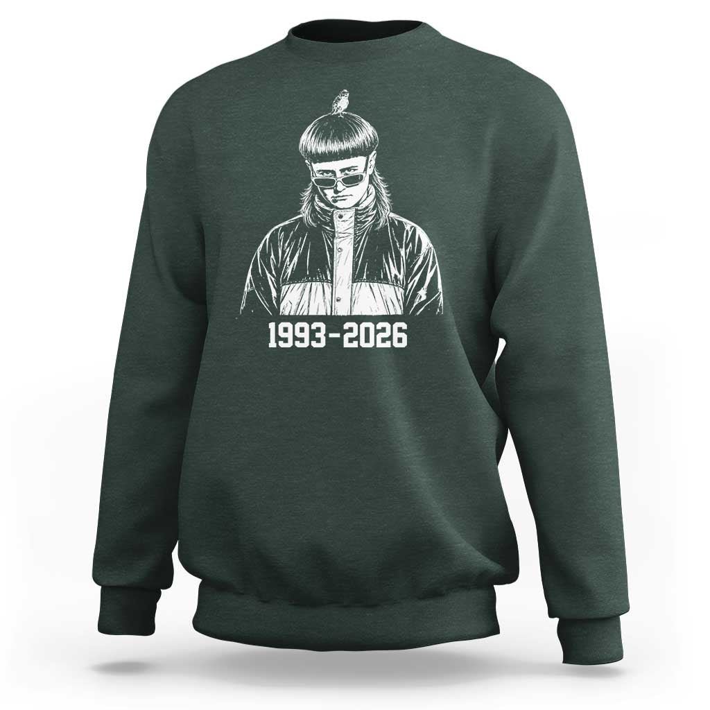Retro Bowl Cut Music Icon Rip Memorial Sweatshirt 1993 2026 Internet Meme Pop Culture Fan