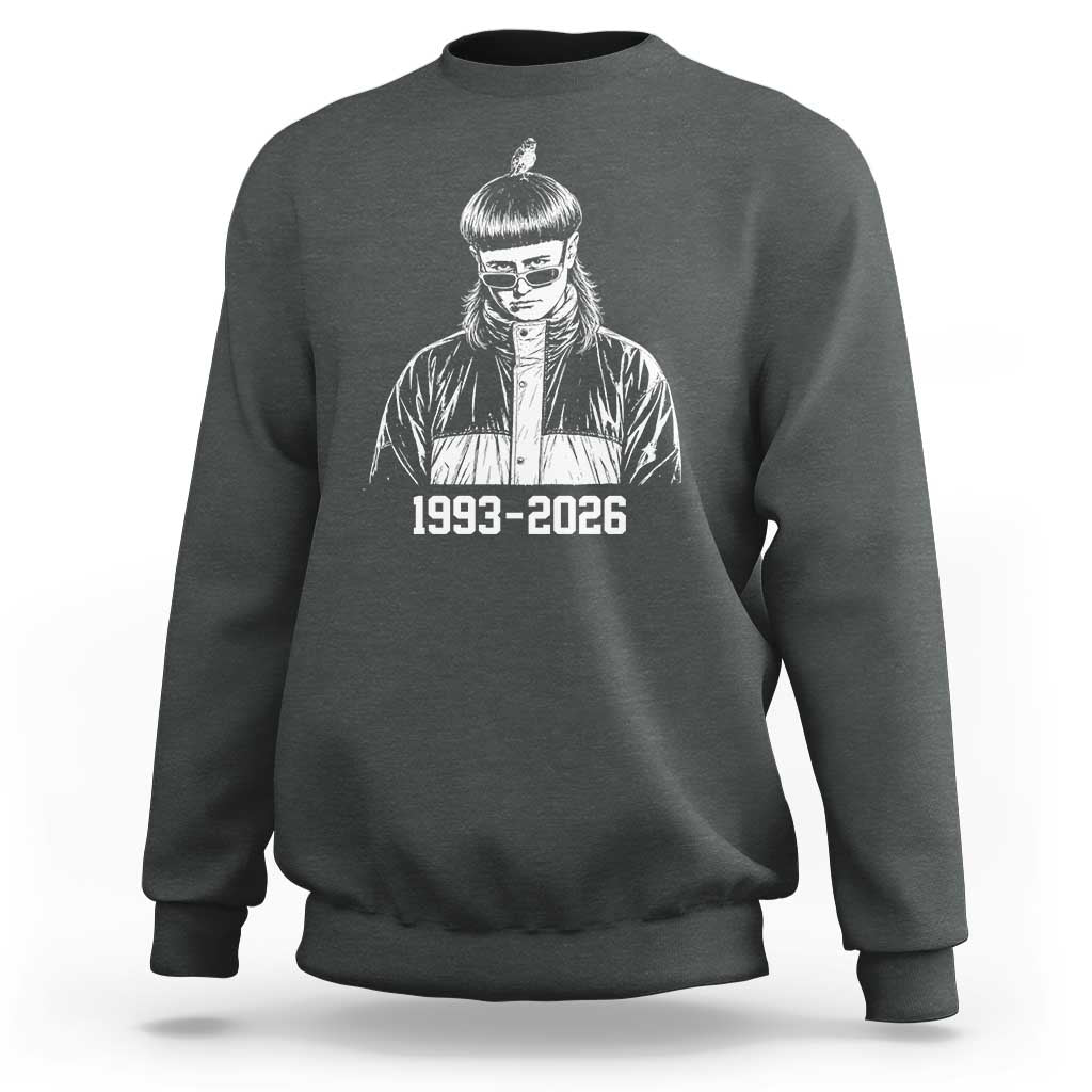 Retro Bowl Cut Music Icon Rip Memorial Sweatshirt 1993 2026 Internet Meme Pop Culture Fan